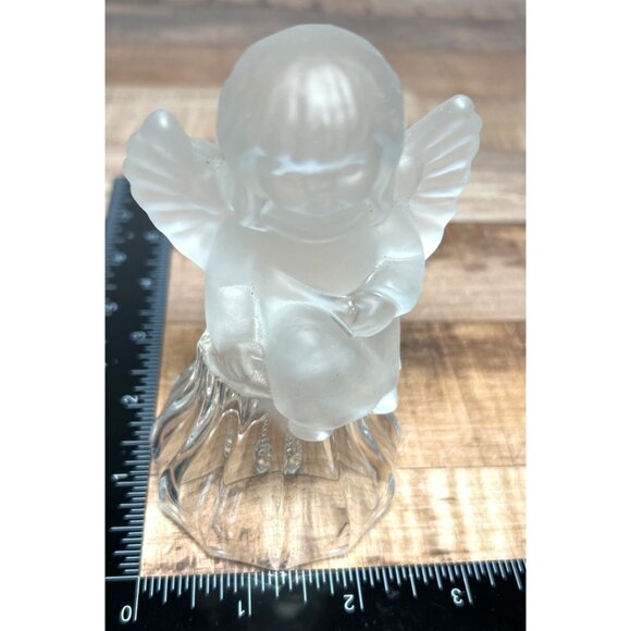 Goebel Frosted Glass Angel Bell Figurine With Fluted Clear Base 1979 - Picture 4 of 4